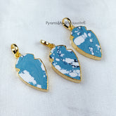 Turquoise Howlite Pendant, Gemstone Pendant, Handmade Pendant, Statement Pendant, Electroplated Pendant, Sold By Piece